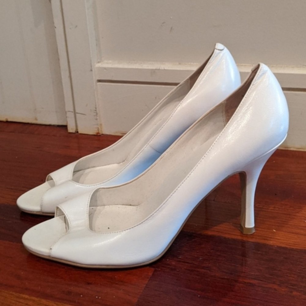 White Peep Toe Wedding Heels